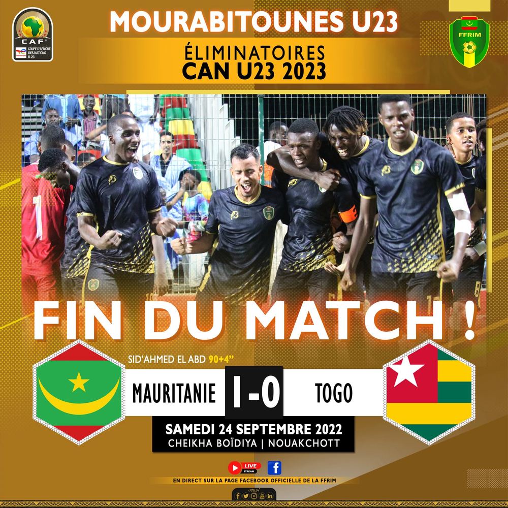 Elim Can U23: Le Togo perd de justesse la manche aller